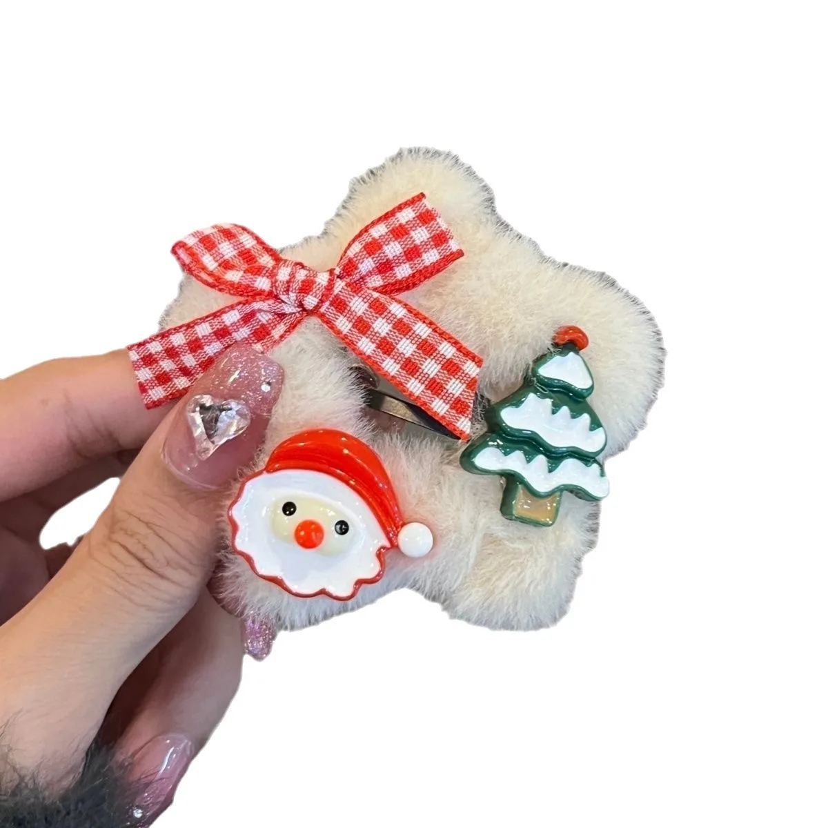 ชุดกิ๊บติดผมผู้หญิง 4 ชิ้น ชุดใหม่สำหรับคริสต์มาส ลายการ์ตูน น่ารัก สไตล์คาวาอี้ ขนปุยหวานๆ กิ๊บ BB สำหรับฤดูหนาว เครื่องประดับผมคุณภาพสูง