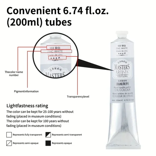 Imagen 2 del producto Pintura al óleo de Marie's de 200 ml (6,75 oz) tubos gigantes para lienzo, piedra, huevo, cerámica, madera, retrato para estudio, artistas, hobbistas, adultos