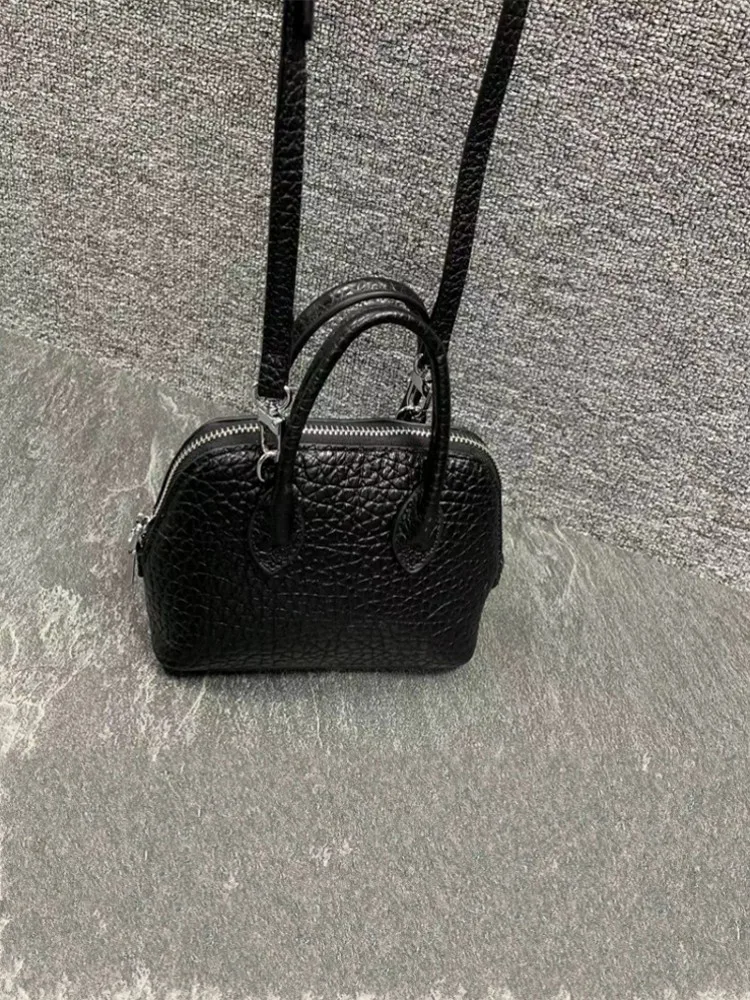 Women Casual Zipper Black Crocodile Grain Office Genuine Leather Handbag Single Shoulder Crossbody Underarm Bags Fashion Lady