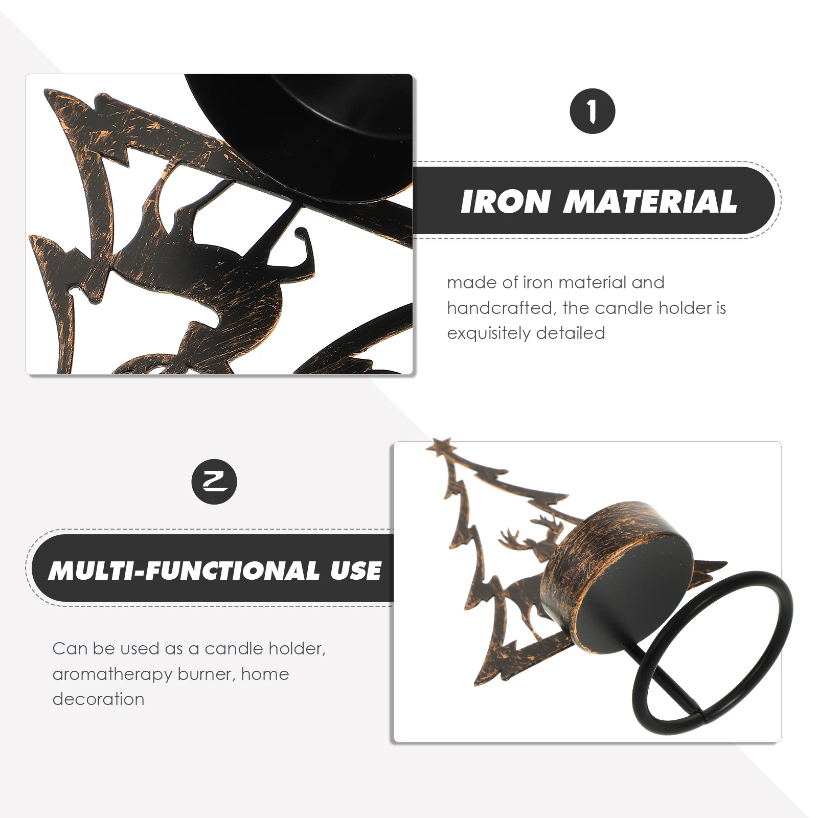 

Creative Iron Holder Retro Tealight Stand Christmas Decoration Xmas Candleholder Desktop Adornment Party Home Decor Gift