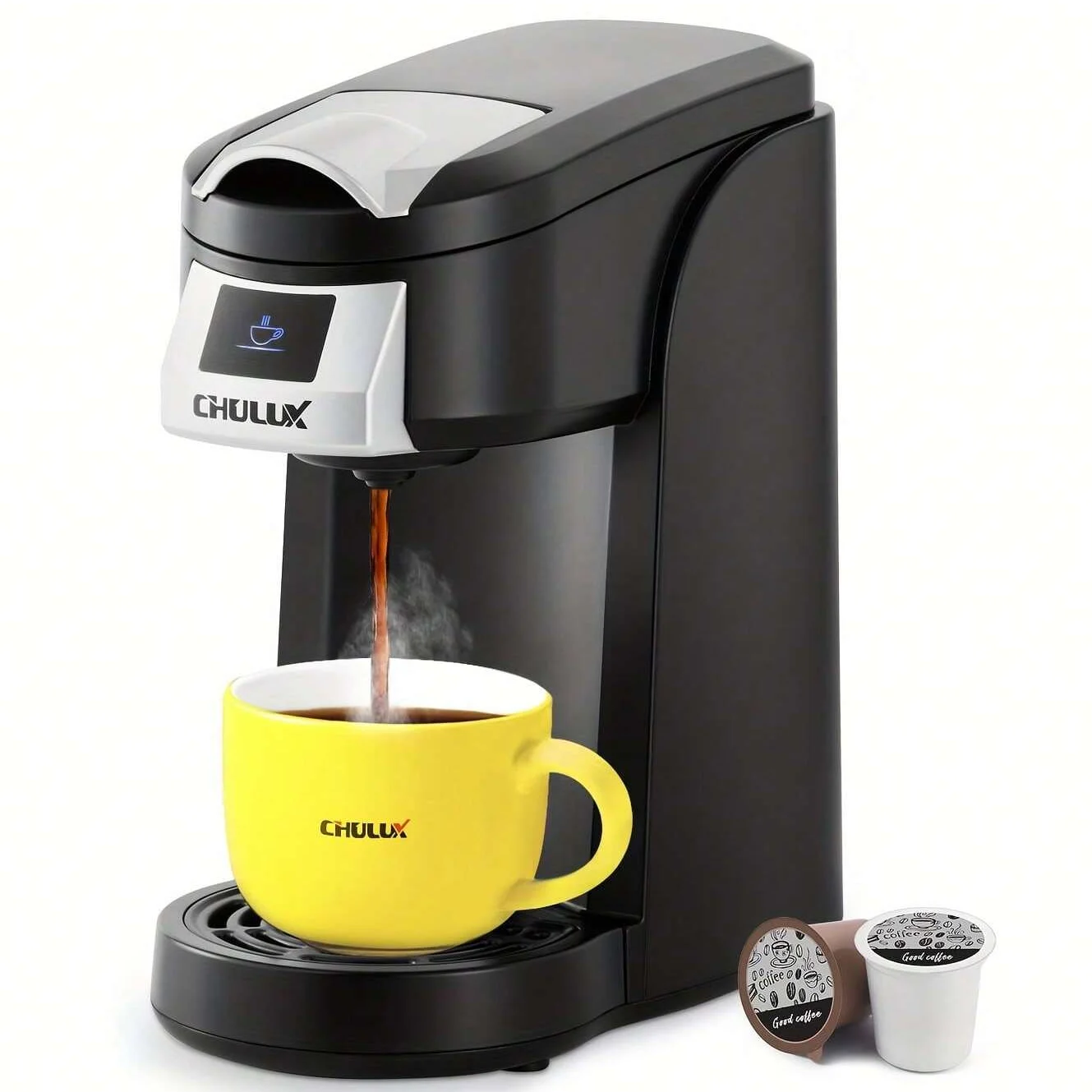 1pc Brew Delicious Coffee In Seconds With CHULUX Upgrade Single Serve Coffee Maker - 12oz Fast Brewing, Auto Shut-Off, And One-B