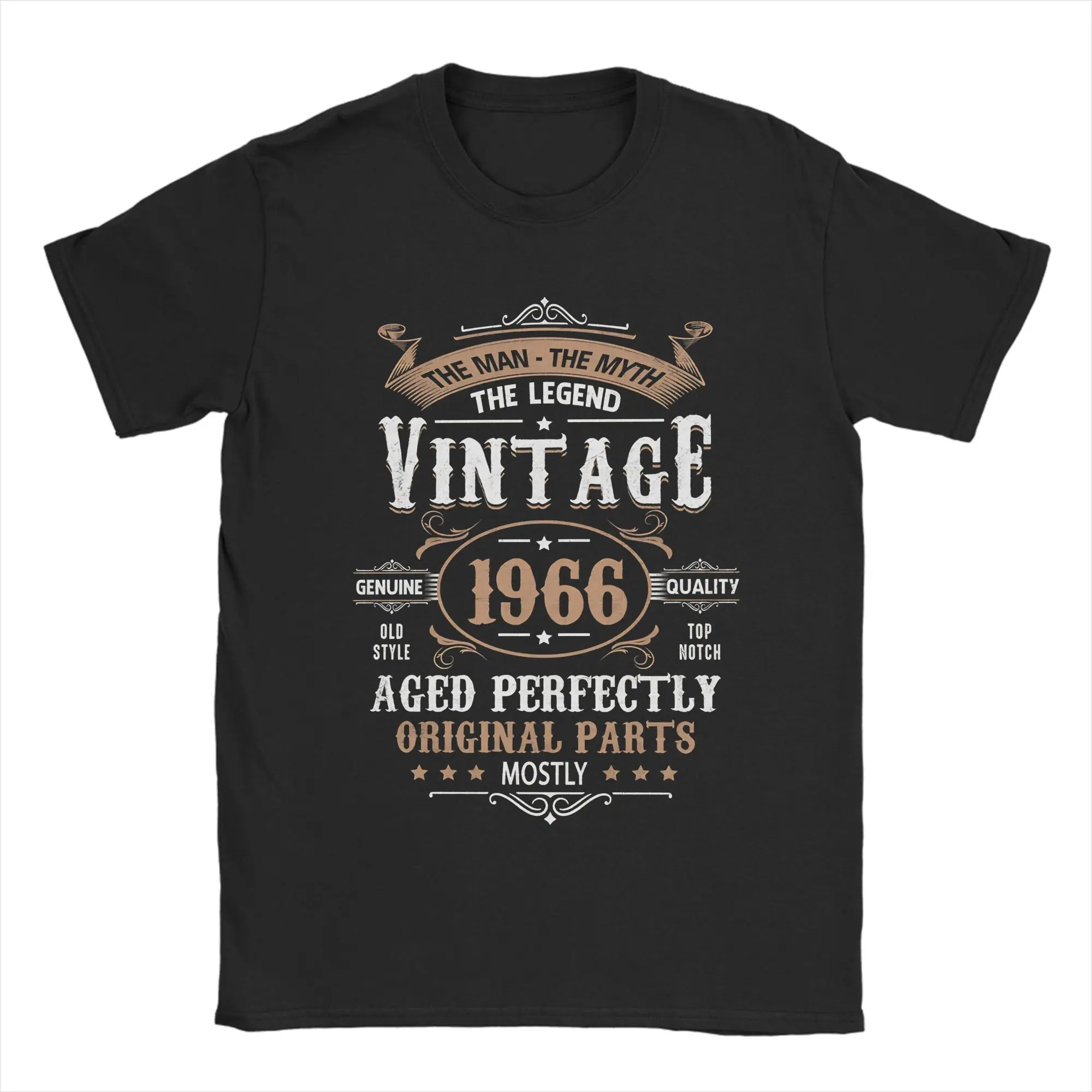 60th Birthday Vintage 1966 Man Myth Legend Retro Birthday Gift T Shirts Men Pure Cotton Amazing T-Shirt Crew Neck  Tee Shirt