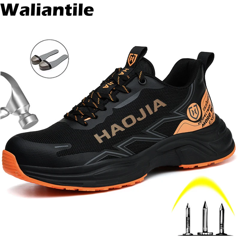 

Waliantile 2025 Fashion Men Safety Work Shoes For Construction Working Boots Steel Toe Anti-smash Indestructible Sneakers Shoes