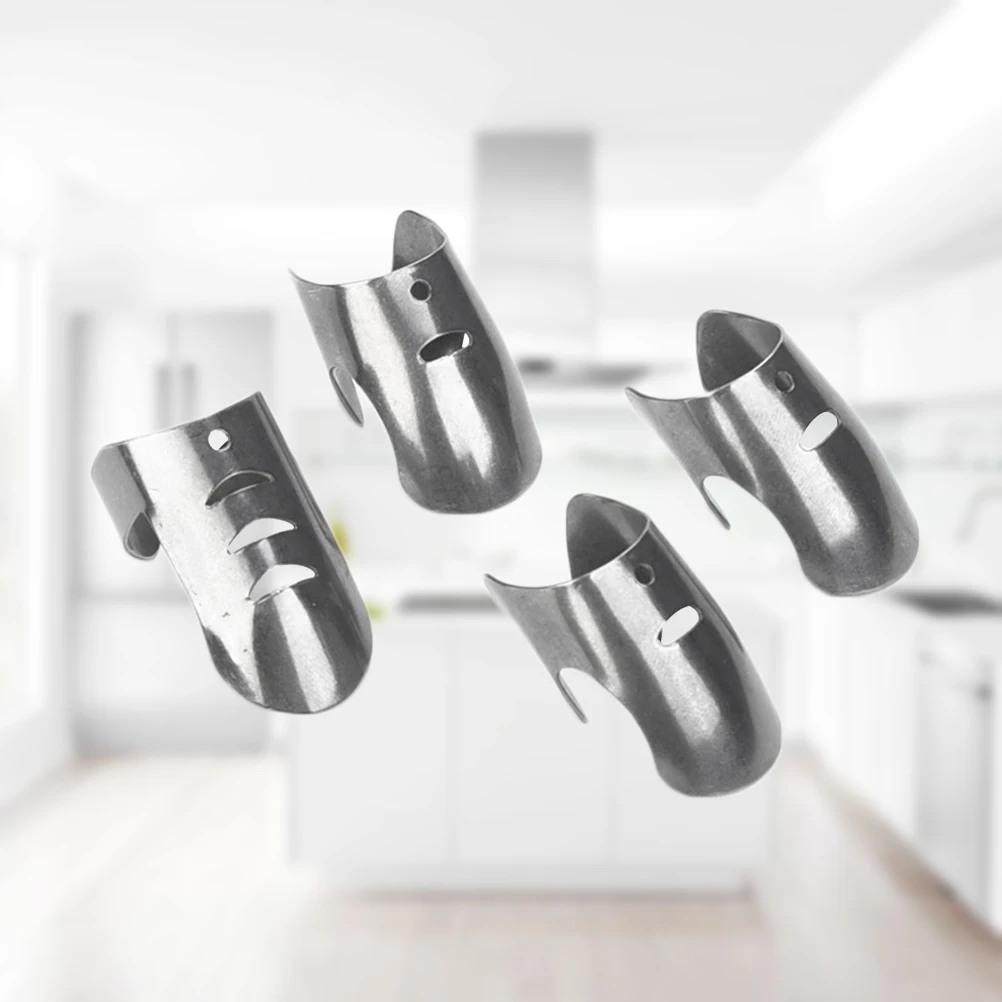 

4 Pcs Finger Protector Guard for Cutting Anti-cut Kitchen Stainless Steel Adjustable Vegetable Meat Fruit Nut Seafood Slicing