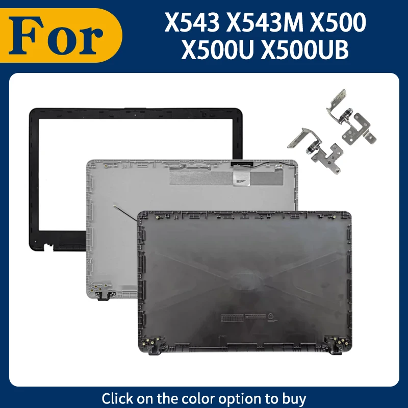 Neue Ersatzabdeckung 15,6 Zoll für X543 X543M X500 X500U X500UB LCD-Rückabdeckung, vordere Blende, Scharniere, hinterer Deckel, Topcase, Schwarz, Silber