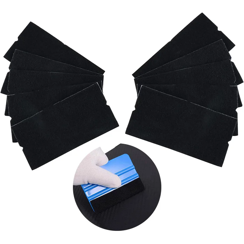 15pcs Vinyl Squeegee Fabric 4 Inch Pre-Cut Self-Adhesive Microfiber Replacement Felt for Squeegee Application Tool 10x5cm