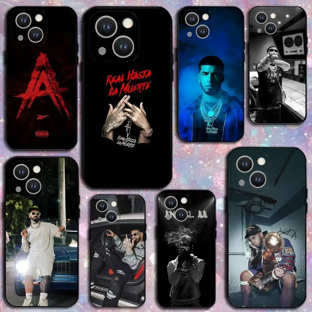 

Rapper A-Anuel AA Real Phone Case For iPhone 16,15,14,13,12,11 Plus,Pro Max,XS,X,XR,SE,Mini,8,7,Soft Silicone Black Cover