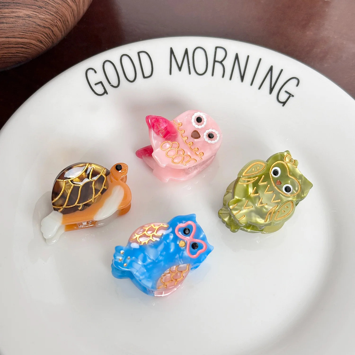 

Милый мультяшный зажим в виде когтей совы, мини-размер, ацетатный аксессуар для волос, безопасная фиксация, тонкая заколка для челки, 1 шт.