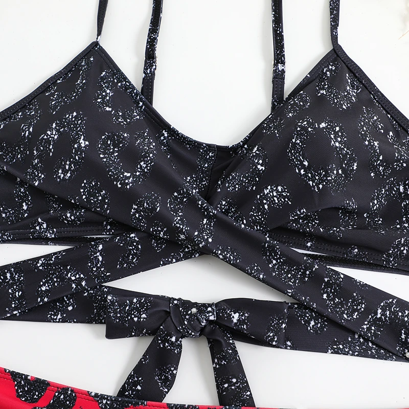 Two Pieces Women Swimsuits Sexy Bikini Set High Waist Swimwear V-Neck Female Beachwear Bathing Suits