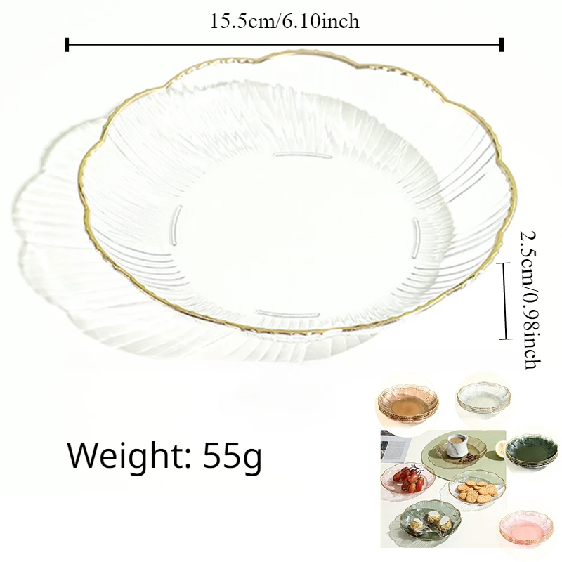 Transparent Fruit Plate Salad Plates Round Edge Stackable Snacks Platter Unbreakable Dinner Plate for Salad Dessert Storage