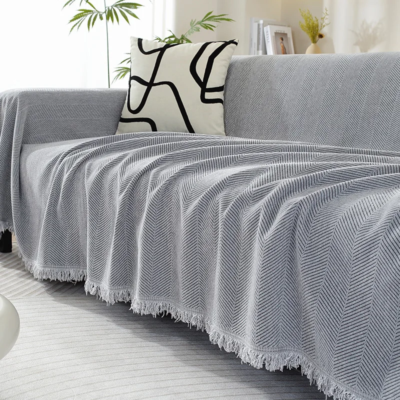 

Твердое толстое полотенце для дивана с рисунком «елочка» Chenier, против царапин, полное покрытие, подушка для дивана, простой пылезащитный чехол для всех сезонов