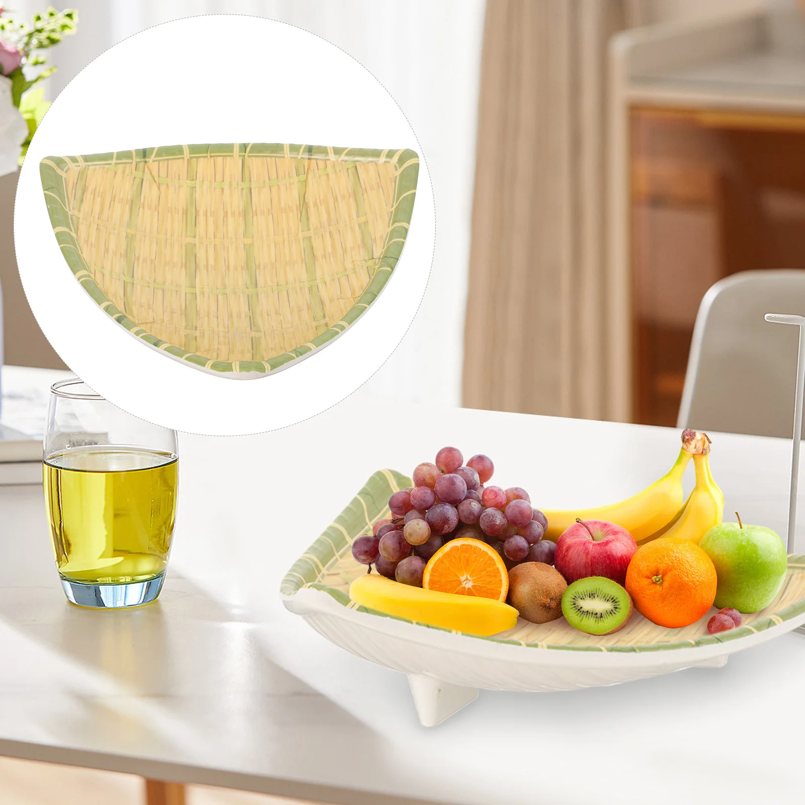 

Braided Snack Plates 8 Inch Melamine Non Slip Bottom Practical Decorative Plate for Party Picnic Home Small Tray Green Triangle