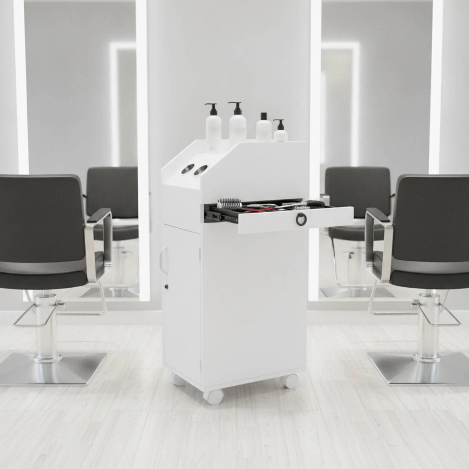 Salon Cabinet with Wheels Professional Salon Cabinet Furniture Compact Heat Resistant for Hairstylists, Hair Salons