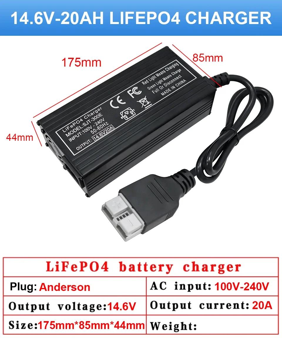 14.6V 20A Smart Lifepo4 Battery Charger 110-220V 4S 12V 20A High Power Charger For Lithium iron Phosphate Battery Pack