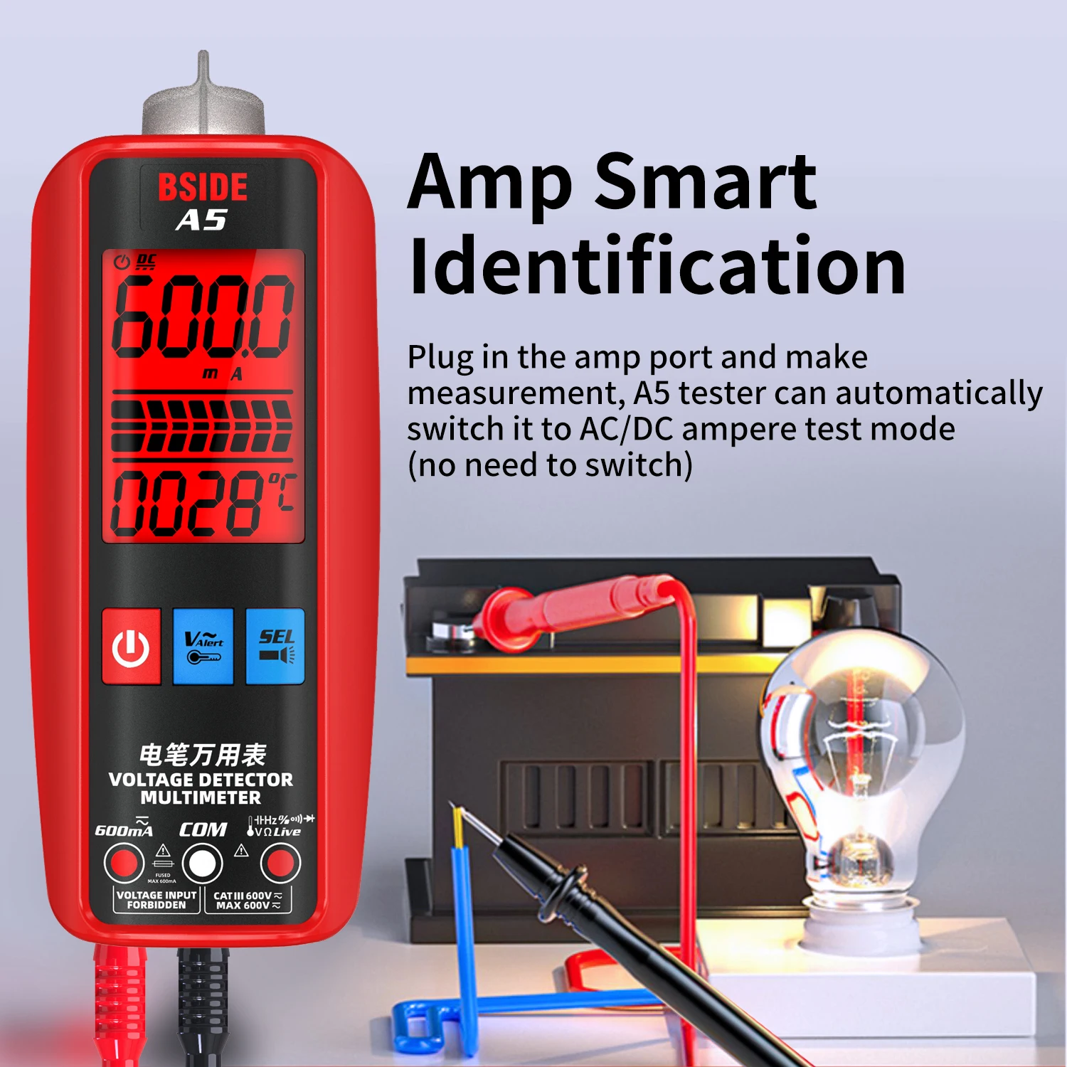 BSIDE A5 Smart Multimeter Digital True RMS LCD Multimetre Non Contact AC/DC Voltage Resistance Capacitance Hz NCV Diode Teste