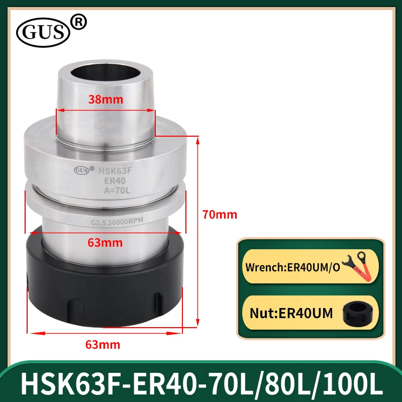 HSK63F High-speed Tool Holder HSK63 HSK 63F ER ER16 ER20 ER25 ER32 ER40 Collet CNC Spindle Engraving Woodworking Machine Lathe