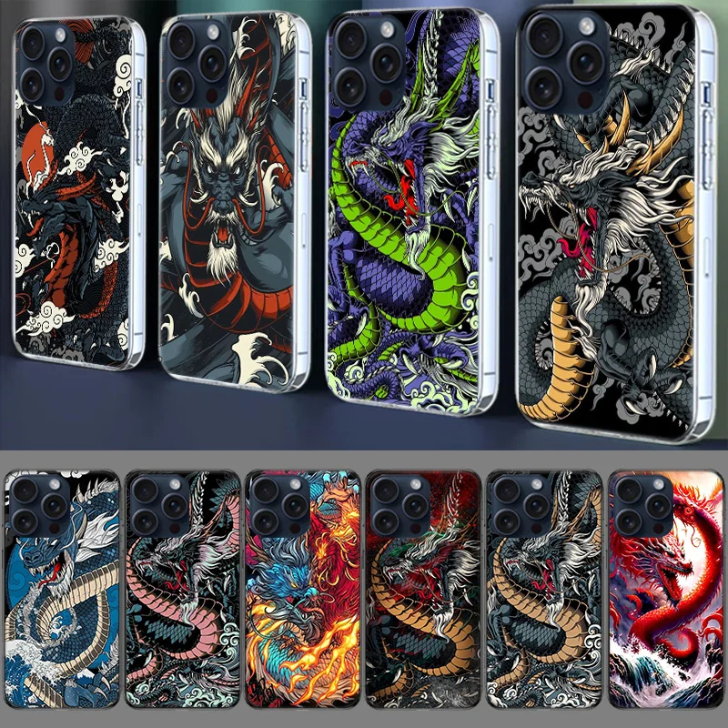 Mighty Dragon Blessing God Cool Clear Case For Apple iPhone 12 13 Mini TPU 11 14+ 15 16 Pro Max Capa Plus XR X XS Max Phone Cove