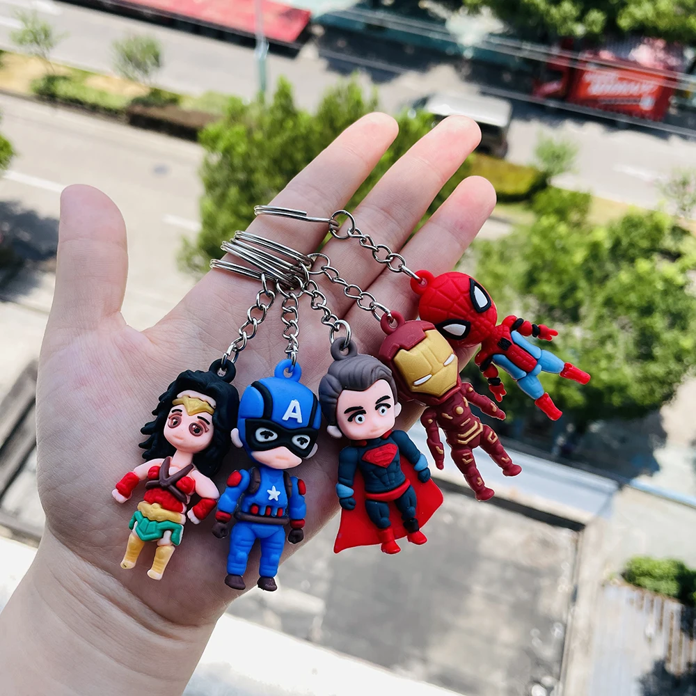 2023 New the Avengers Keychain Spider Man Action Figure Collection Captain America Thor Iron Man Toys Keychain Action Figure