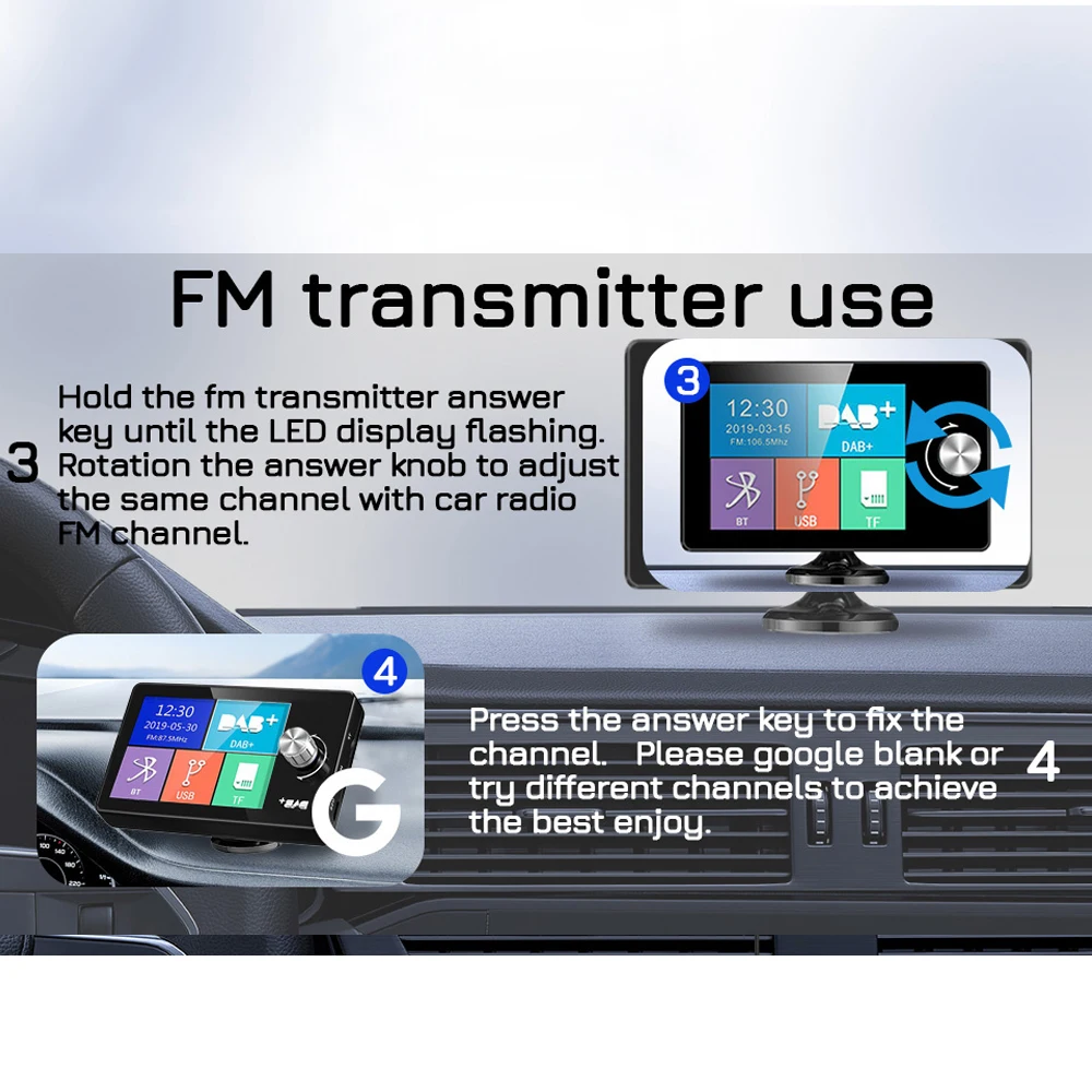 Radio samochodowe z 2,8-calowym kolorowym ekranem, obsługujące transmisję cyfrową DAB/DAB+, nadajnik FM, odtwarzacz MP3 i wejście AUX, przeznaczone do samochodów europejskich.