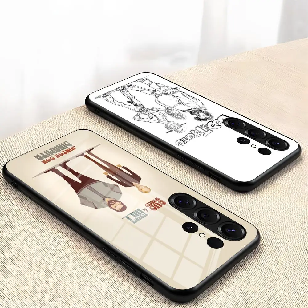 Funda de teléfono Bud S-Spencer y Terence para Samsung S26 S25 S24 FE S23 S22 S21 Plus S20 Ultra Note20Ultra, cubierta de cristal negro