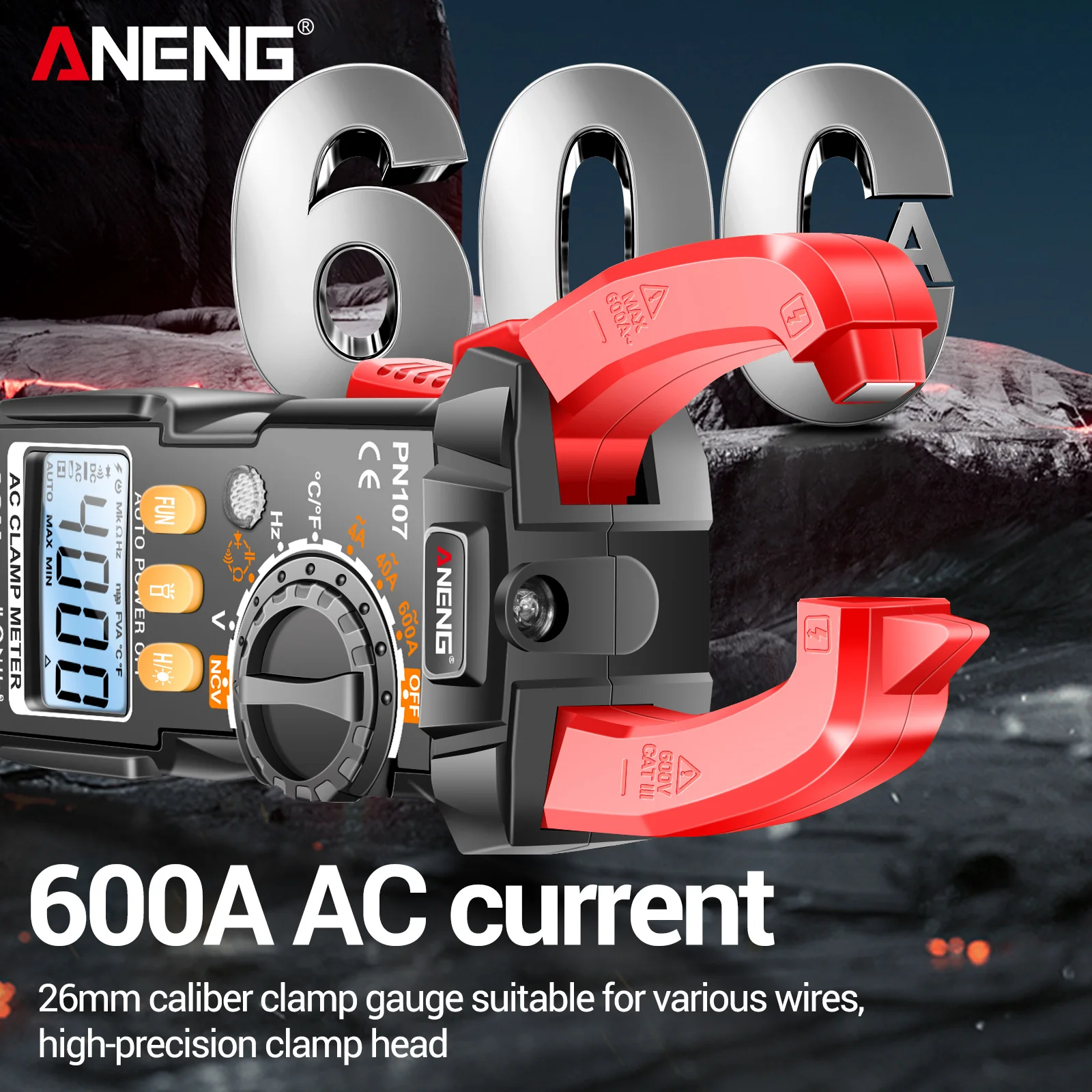 600A Digital Clamp Meter ANENG PN107 High Precision 0-750℃ Temperature Measurement AC Electrician Multimeter General Tool