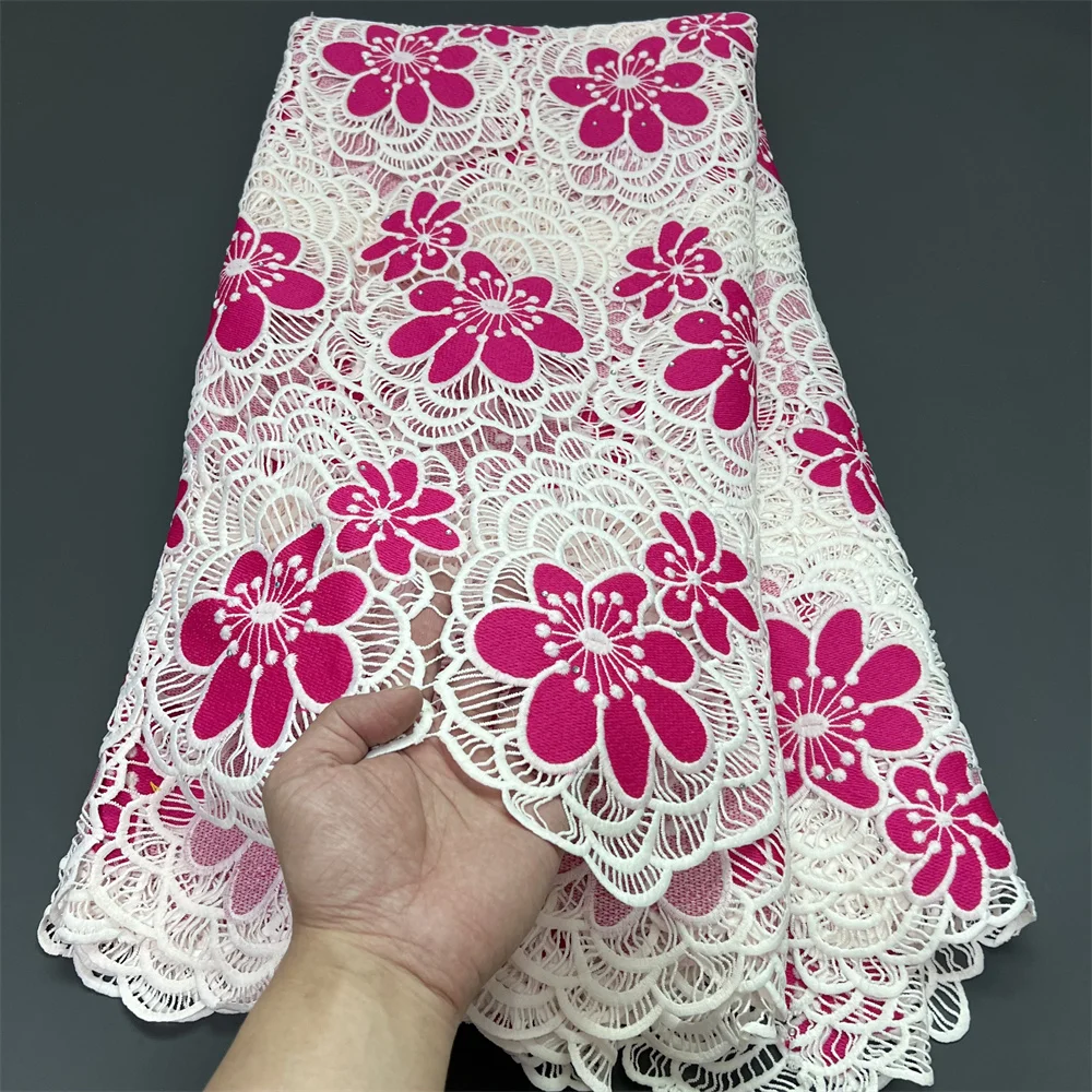 

Африканский нигерийский 2025 г., высокое качество, кружевная ткань с вышивкой, тюль, свадебное платье, гипюр, водорастворимые блестки, 5 ярдов ZJ036