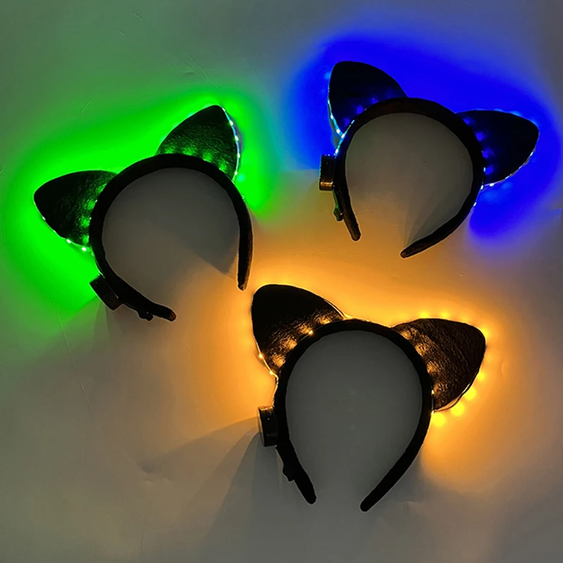 Gorąco sprzedająca się urocza opaska na uszy LED Glow Cat Ear Hairband Birthday Masquerade Holiday Festival Glow Props Cute Light Up Cosplay Cat Headband — zdjęcie 3