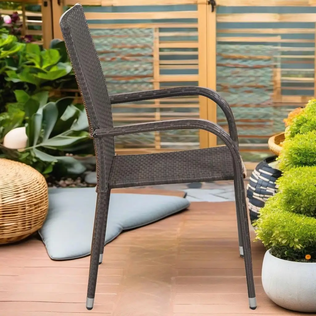 5-Piece Outdoor Patio Dining Set in Stylish Brown and Black - Perfect for Gardens & Balconies