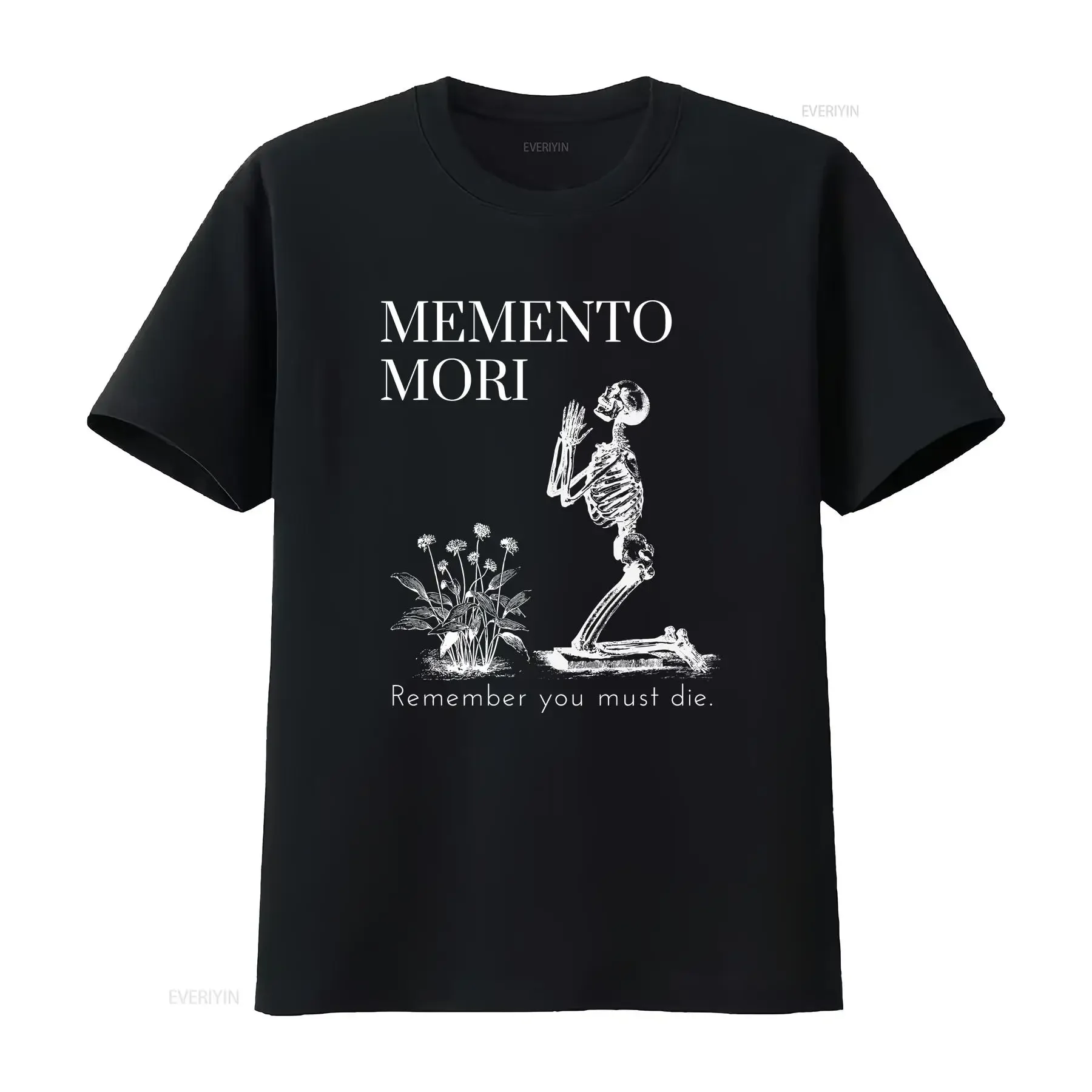 Catholic T Shirt Memento Mori Halloween All Souls Saints vintage Washed fashion streetwear Comfortable Slightly Versatile