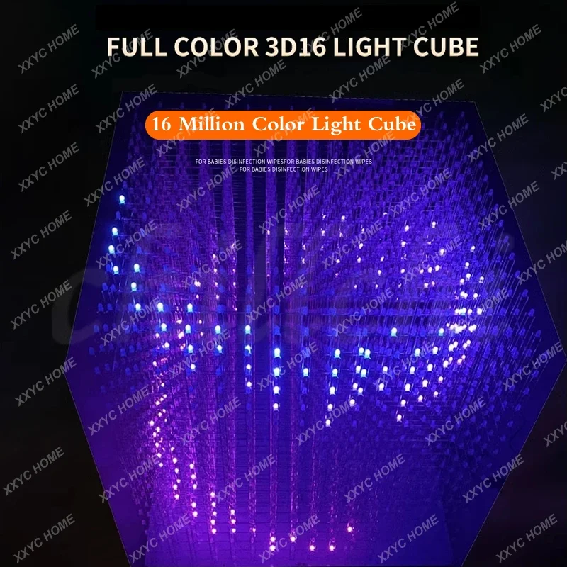 3D16 Light Cube Full Color Naked Eye 3D LED 16x16x16 RGB DIY Electronic Kit KTV Voice Control Ornament