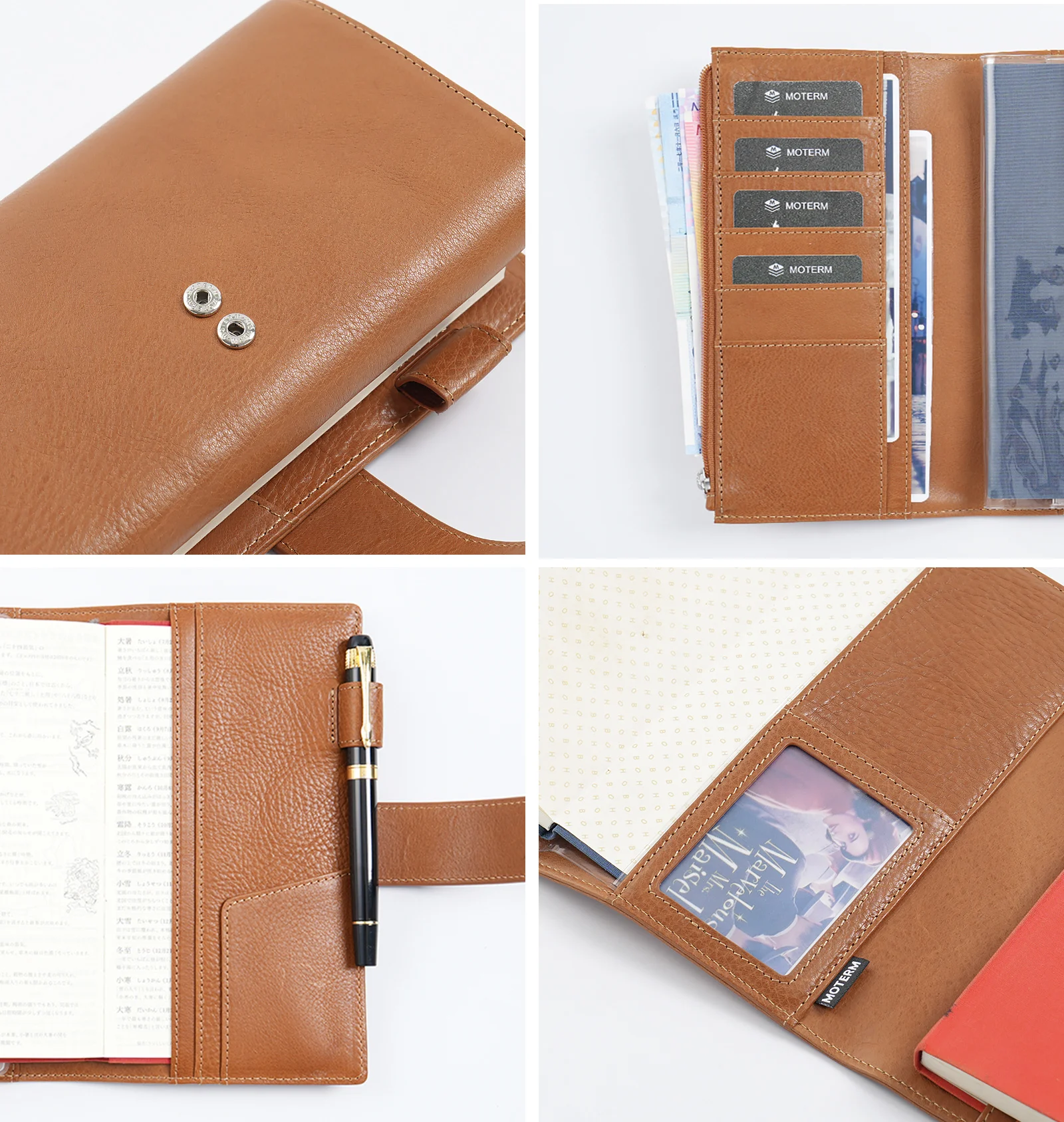 Тройная обложка Moterm Weeks без заднего кармана для блокнота Hobonichi Mega, органайзер-планировщик из кожи растительного дубления, повестка дня