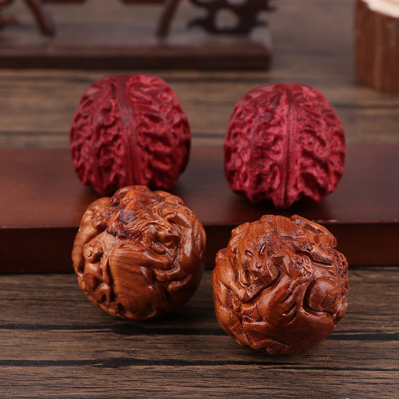 Huanghuali Zodiac Health Care Ball Handball Massage Ball Carving And Play Fitness Solid Wood Handle