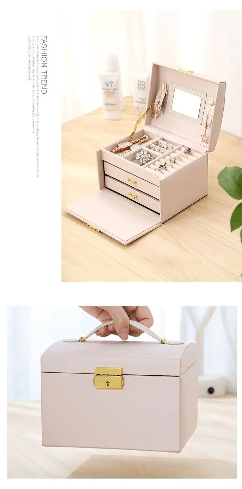 

Luxury Large Capacity Jewelry Case, Multifunctional Makeup Storage, Cosmetics Organizer, Beauty Travel Case, Jewelry Organizer