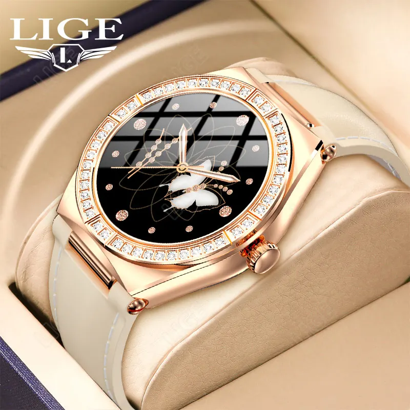 

Смарт-часы LIGE Fashion для женщин с HD-экраном и бриллиантами, мониторинг сердечного ритма и уровня кислорода в крови, умные часы для здоровья 2026