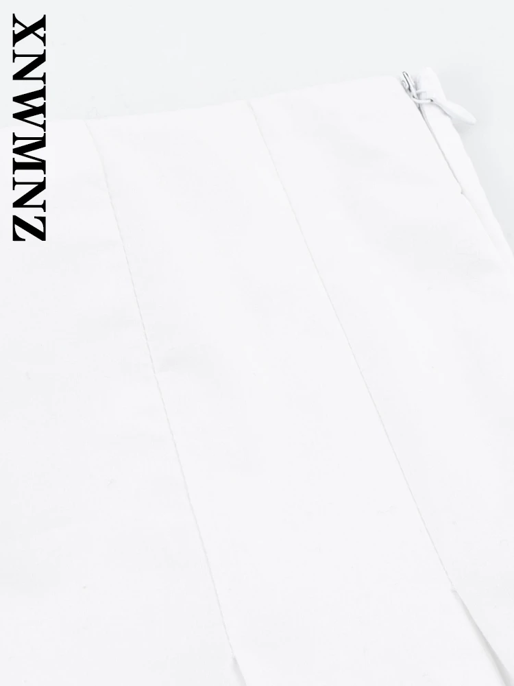 XNWMNZ 2025 Summer Woman's Edgy Mid-length Midi Skirt High Waist Party Lady Side Zipper A-lineskirt Ruffles Regular Fit Bottoms