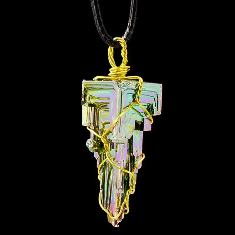 Healing Bismuth Crystal Necklaces Crystal Pendants For Women Healing Stones Spiritual Pendant Natural Gemstone Jewelry With