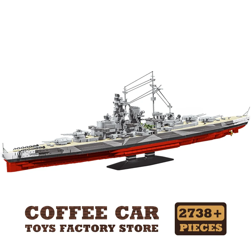 1:300 Missouri Schlachtschiff Klemmbausteine Set Großes Seekriegsschiff Bausteine Modellbausatz DIY Montage mit Drehbaren Artillerie Kanonen Spielzeug für Erwachsene Ideales Geburtstags Feiertags