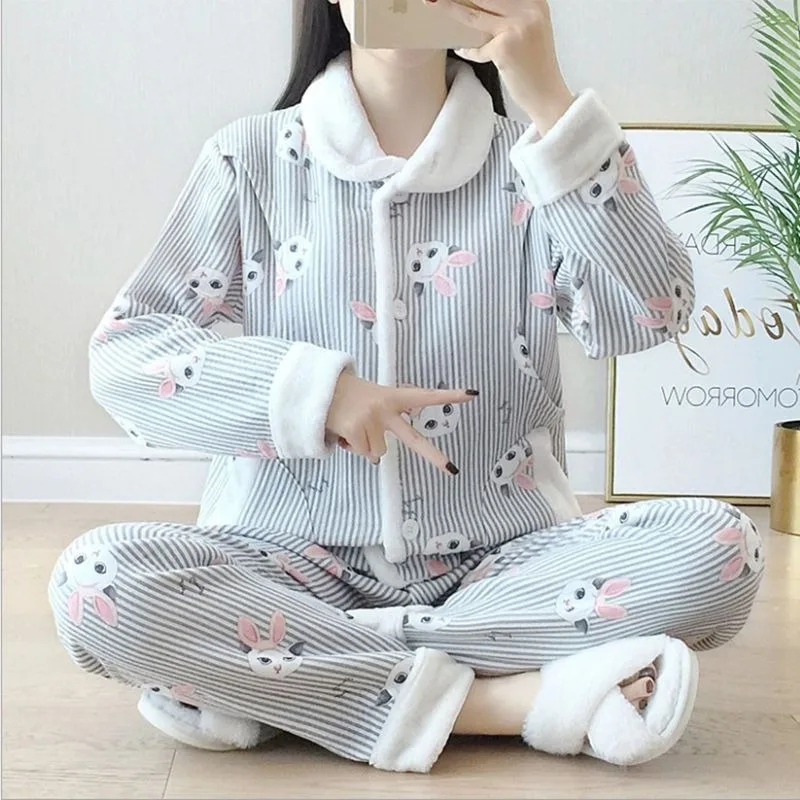 2023 New Confinement Clothing Spring Autumn Thick Autumn Winter Homewear Postpartum Nursing Pajamas Plus-size Warm Sleepwear