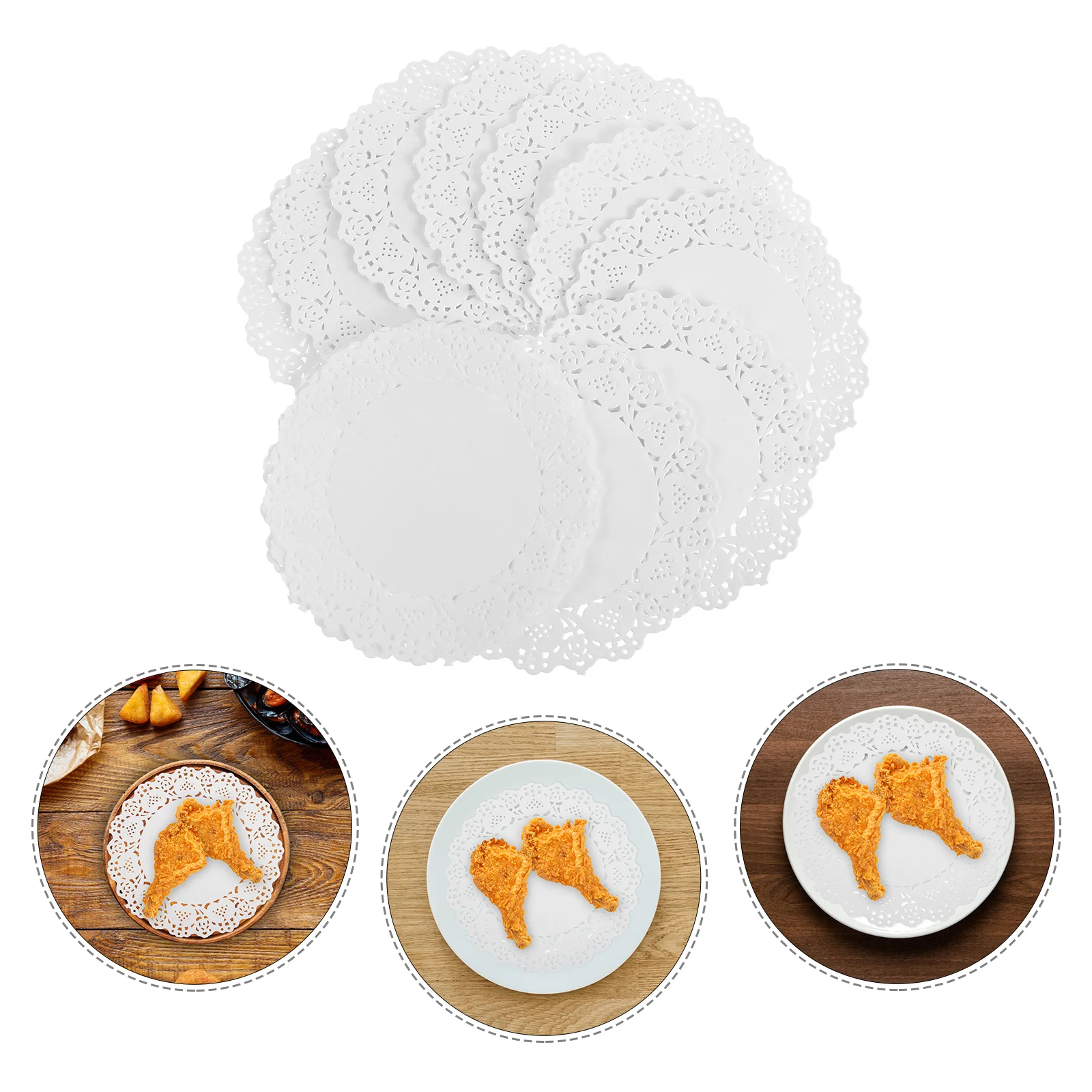 

150pcs Baking Paper Pads 7.5 Inch Round Lace Doilies Oil Absorbing For Food Disposable Kitchen Hot Pad Grease Proof For Cakes