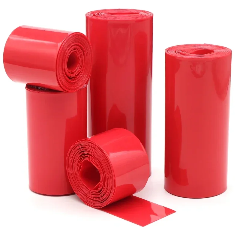 7mm ~ 280mm Red 18650 Lipo Battery PVC Heat Shrink Tube Pack 1M~20M Insulated Film Wrap Lithium Case Protection Cable Sleeve DIY