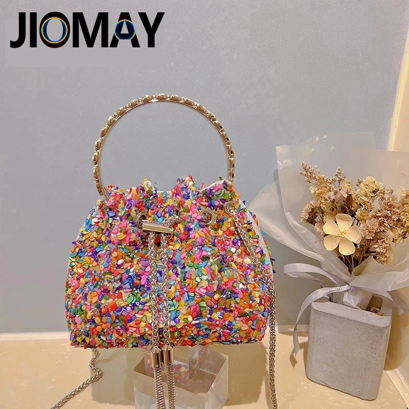 JIOMAY Color Tote Bag Women Luxury Designer Bags Nws 2024 Fashion Handbags Casual Bucket Bag Banquet Makeup Bag Shoulder Bag