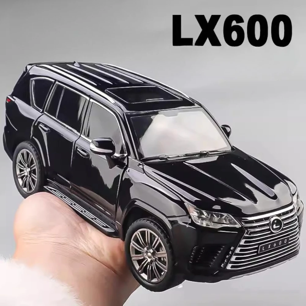 1:24 LX600 LX570 SUV coche en miniatura de aleación de juguete fundido a presión vehículos todoterreno de Metal tirar hacia atrás sonido luz juguetes de simulación regalos para niños