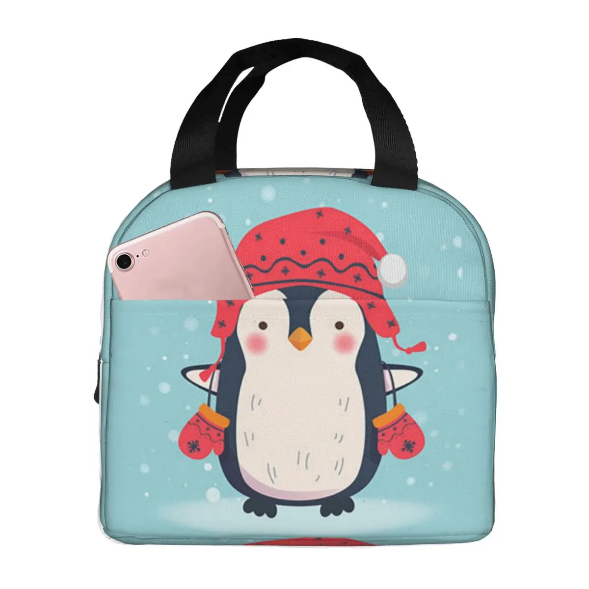 

Funny Penguin Insulated Lunch Bag for Kids School Cooler Thermal Food Box Tote Leakproof Lunch Boxes Container