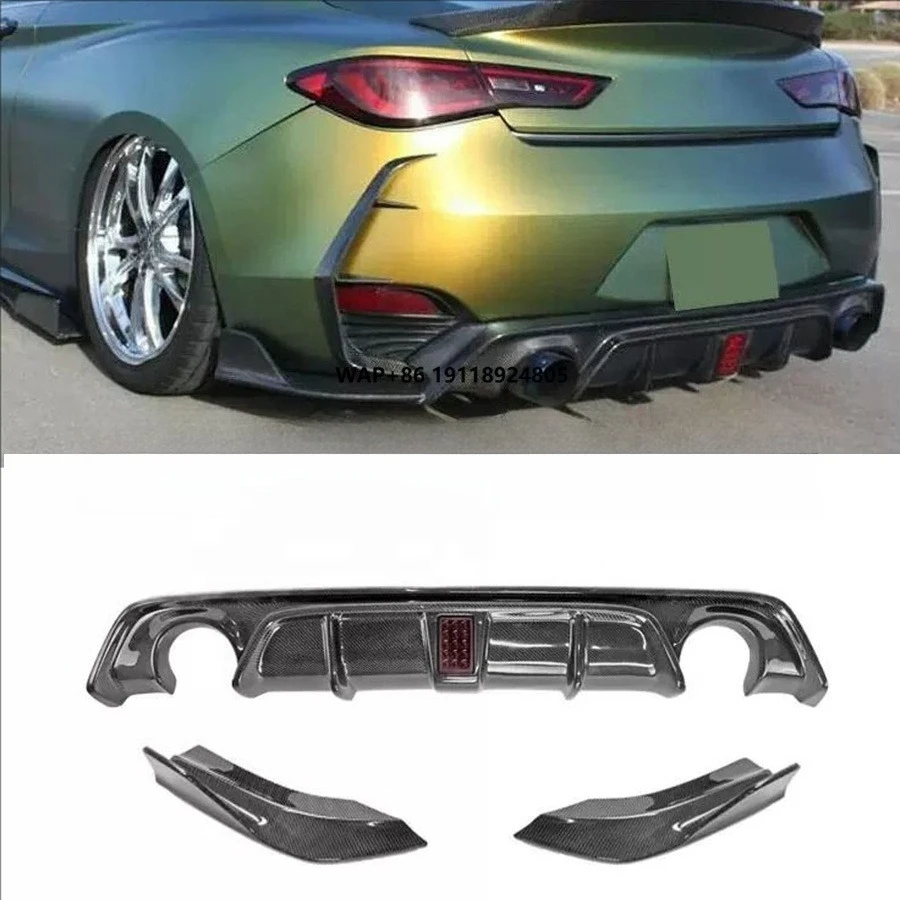 

Q60 Carbon Fiber Rear Bumper Diffuser Lip With LED Light for Q60 2016-2022 Rear Diffuser Spoiler Splitter Bodykit