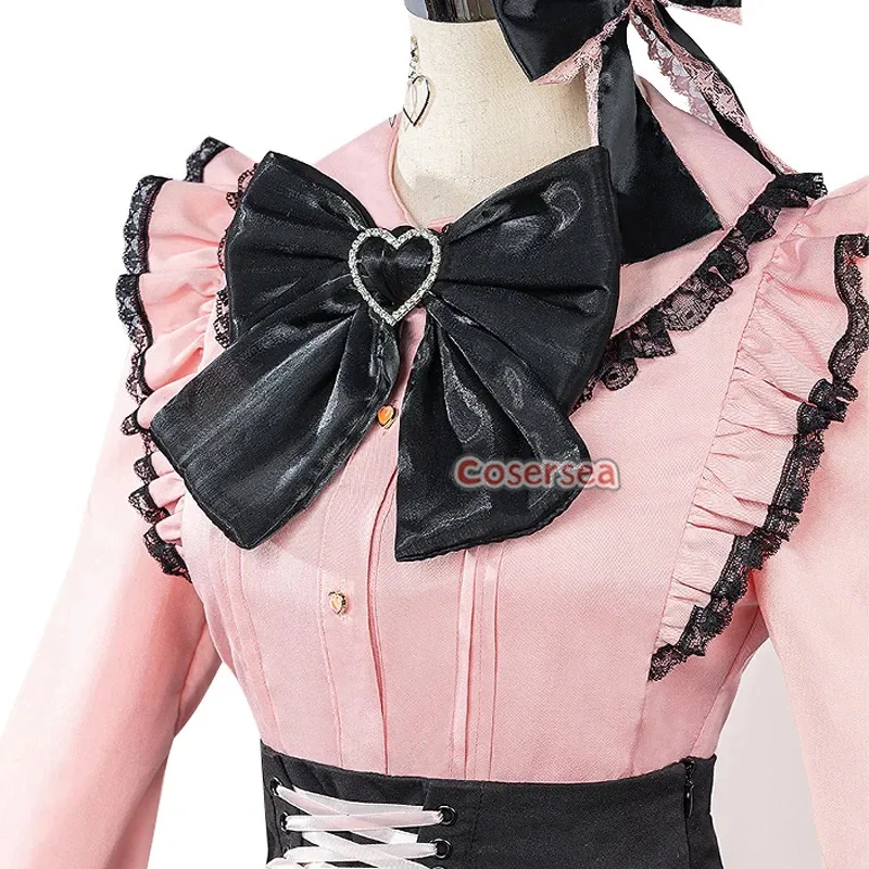 أزياء Cosersea Ai Hoshino التأثيرية أنيمي Oshi No Ko Ai Hoshino فستان لوليتا الوردي للنساء مجموعة كاملة من أزياء الهالوين للعب الأدوار