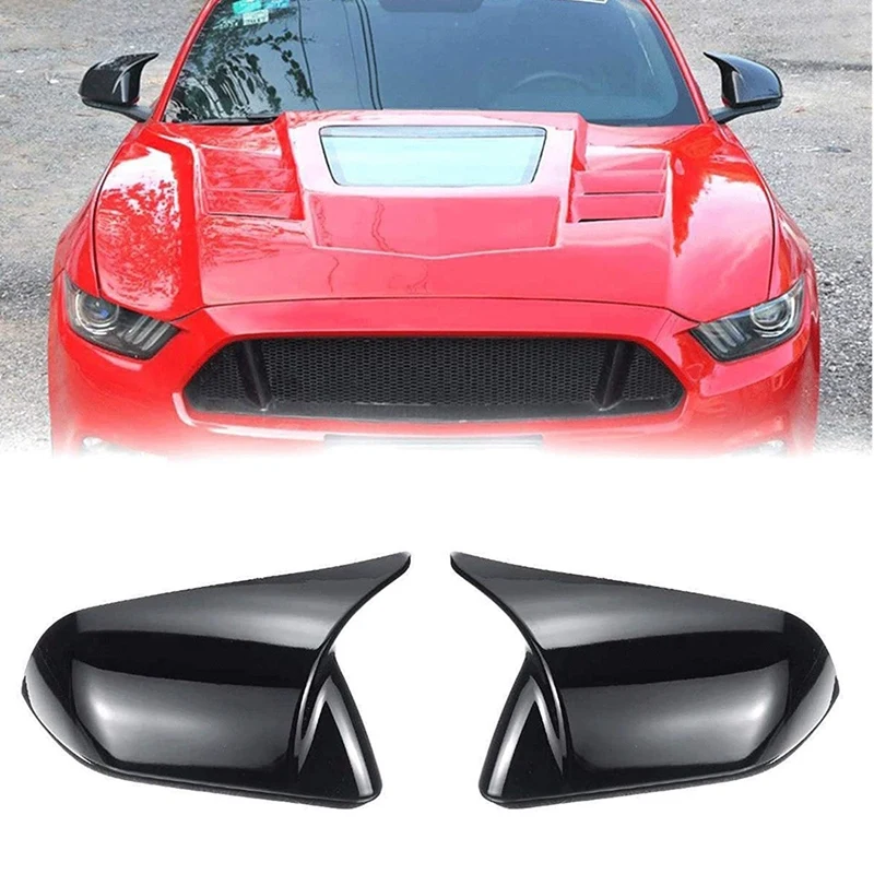 

Car Glossy Black Horn Style Rearview Side Mirror Cover Rearview Caps ABS Trim Shell For Ford Mustang 2015-2020