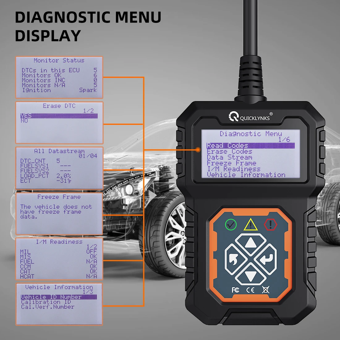 QUICKLYNKS T31 Car Full OBD2/JOBD Diagnostic Tools Automotive Professional Code Reader Car Scanner for Honda Hyundai Nissan