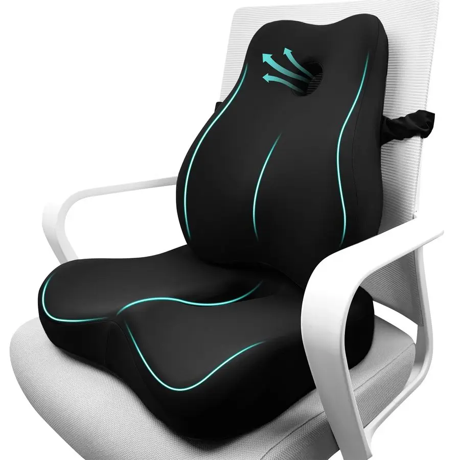 

Cushion amp Lumbar Support Pillow Set for Office Chair, Ergonomic Pillow for Sciatica Pain Relief, Memory Foam Back Support Pill
