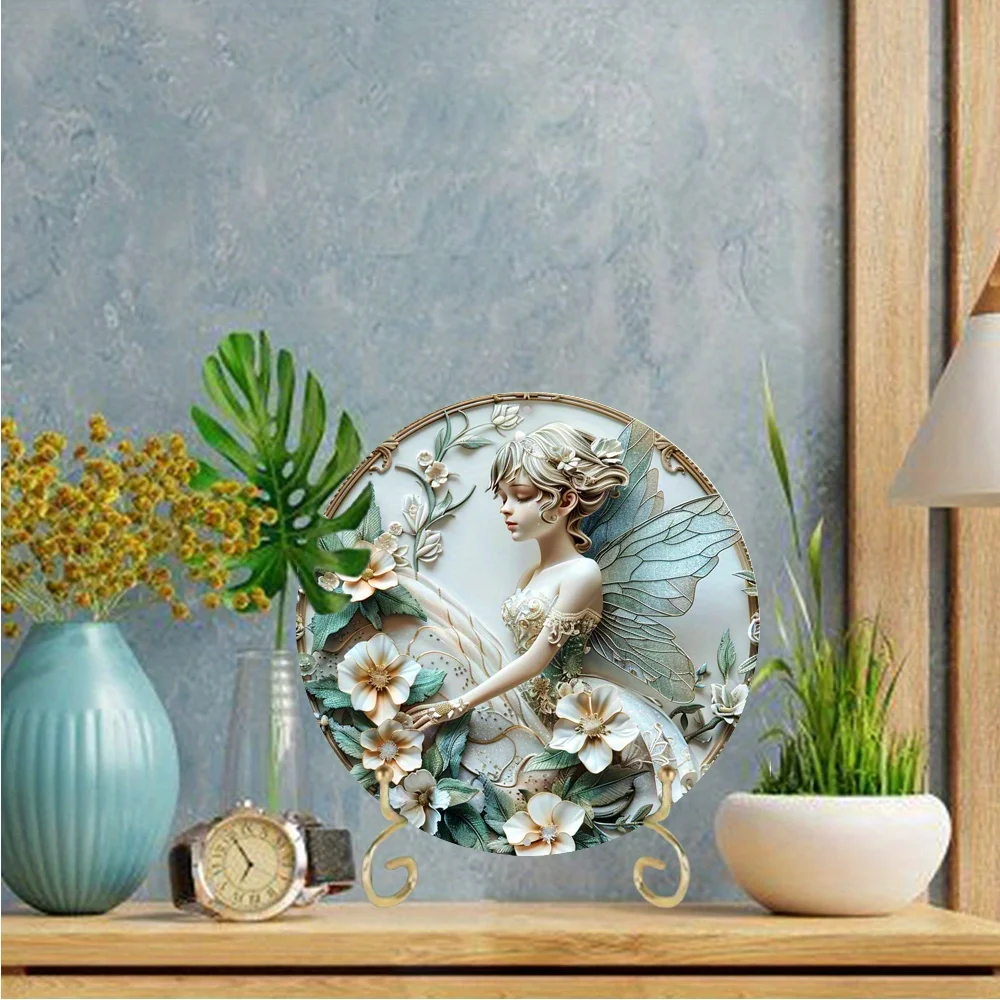 Round Metal Art Deco, Aluminum Sign, Elf Fairy Theme, Room Scene, Bar Decor, Summer Holiday Gifts, Decorative Wall Poster