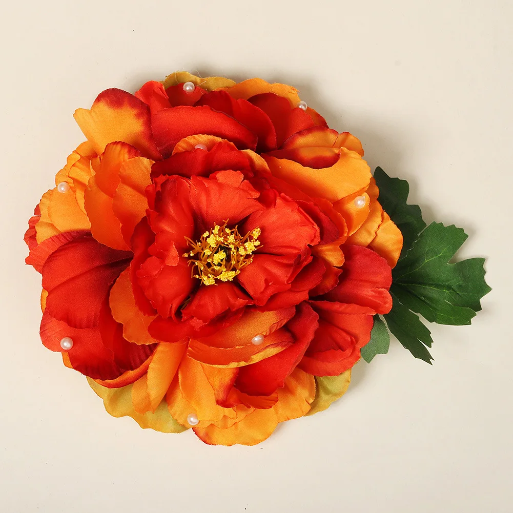 15cm large Fabric Blooming Rose Flower woman Hair Decorations & Brooch wedding party Hair Clip Bridal Wedding Hair Flower Studio image 2